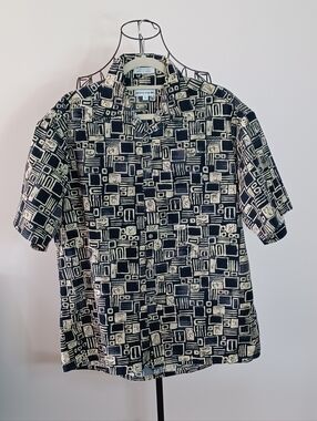 Vintage 90s Pierre Cardin Abstract Geometric Button Up Shirt- Size L